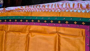 Orange Silk Saree with Embroidered Blouse