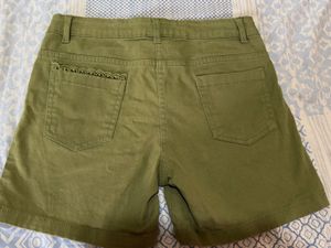Olive Green Lace Trim Shorts