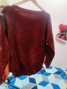 Red Casual Crew Neck Sweatshirt