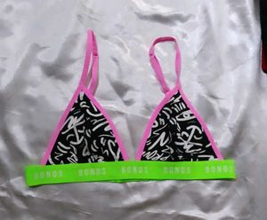 Bonds Sports Bra Black White Graffiti Print