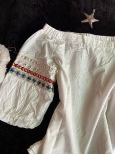 Boho Off-Shoulder Embroidered kurti top