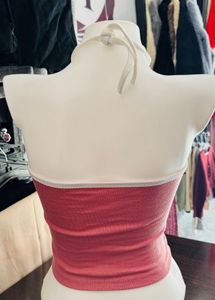 Pink Ribbed Halter Top
