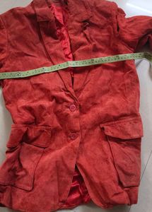 Red Suede Blazer/ coat women for winter/formal