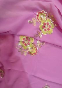 Pink rajputi dress material with blouse piece