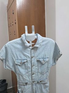 Light Wash Denim Button-Up Midi Dress