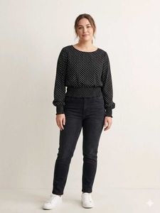 Black Polka Dot Long Sleeve Top