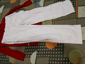 Casual Red Top &amp; White Pants Set