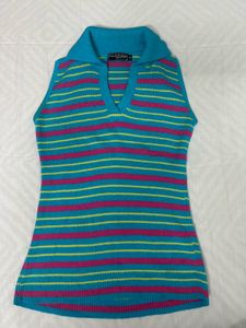 Striped Sleeveless Top Ribbed Knit
