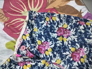 Floral Print Denim Shorts