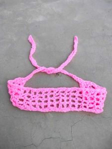 Pink crochet mess Headband 😁