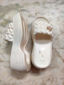 Stylish White Platform Slides