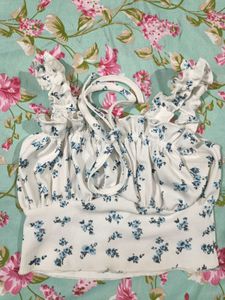 Floral Print Smocked Crop Top