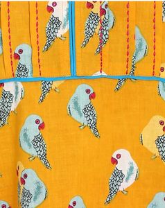 Yellow Parrot Print Kurta