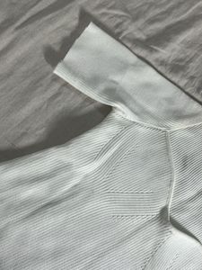 White Ribbed Sweetheart Neck Top