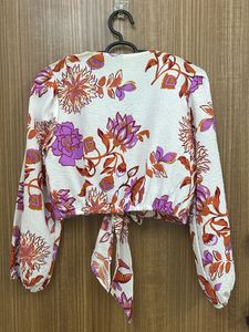 Boho Floral Tie-Front Crop Top