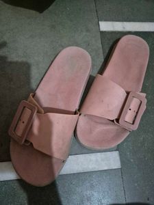 Stylish Pink Buckle Slide Sandals