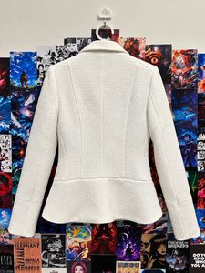 Chic White Textured Moto Jacket
