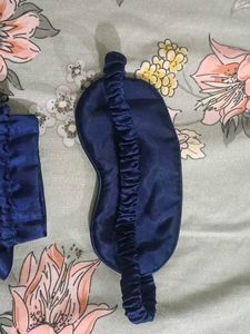 Navy Blue Silk Eye Mask with Pouch