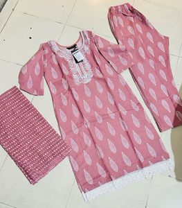 Mauve Printed Kurta Set