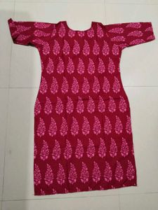 Maroon Printed Kurta with White Pants