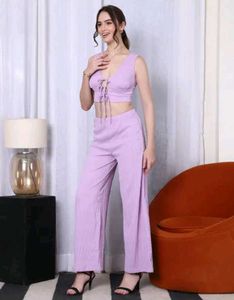 Shein front tie up Lavender Two-Piece Set
