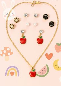 Cute Apple Jewelry Set Anti tarnish