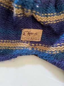 Striped Knit Beanie with Tassels
