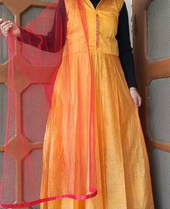 Elegant Yellow Anarkali gown