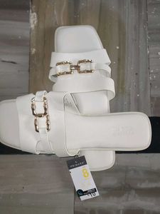 Primark Cream Slides with Gold Detail(UK)