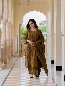 Beautiful Red Printed Kurta Set with Dupatta