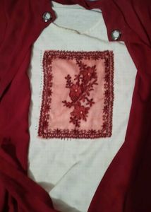 Maroon Kurta with White Inner Top
