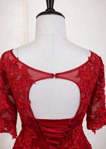 Stunning Red Lace Evening Gown
