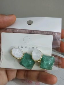 Green Stone Drop Earrings