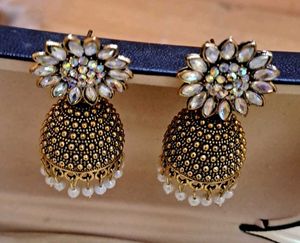 Exquisite Jhumka Earrings with Stones& beads