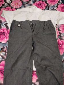 Men's White shirt and Grey Trousers Set