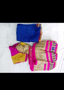 Yellow Net Ethnic Skirt with blouse dupatta