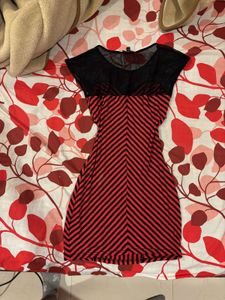 Chic Striped Mesh Cap Sleeve Dress