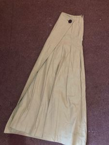 Khaki Pleated Wrap Skirt