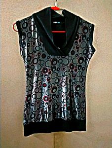 Sleek Circle Print Cowl Neck Top ❤️