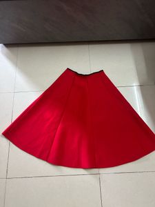 Vibrant Red Flared Skirt