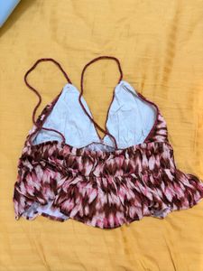 Boho Print Ruffle Camisole Top