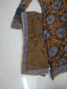 Large Size Heavy Work Long Sleeves Kurta +dupatta