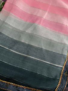 Elegant Pink Striped Saree
