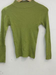 Lime Green Ribbed Mock Neck Sweater