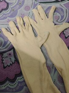 Elegant Long Cream Gloves