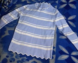 Striped Ribbed Mock Neck Top