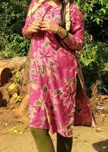 Floral Print Pink Kurti