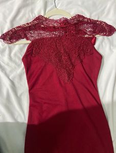 Stunning Lace Detail Red Dress