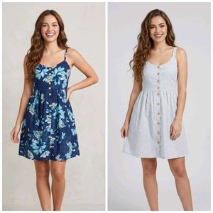 Combo of 2 Floral Button-Down Mini Sundresses
