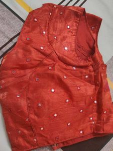Red Mirror Work Blouse